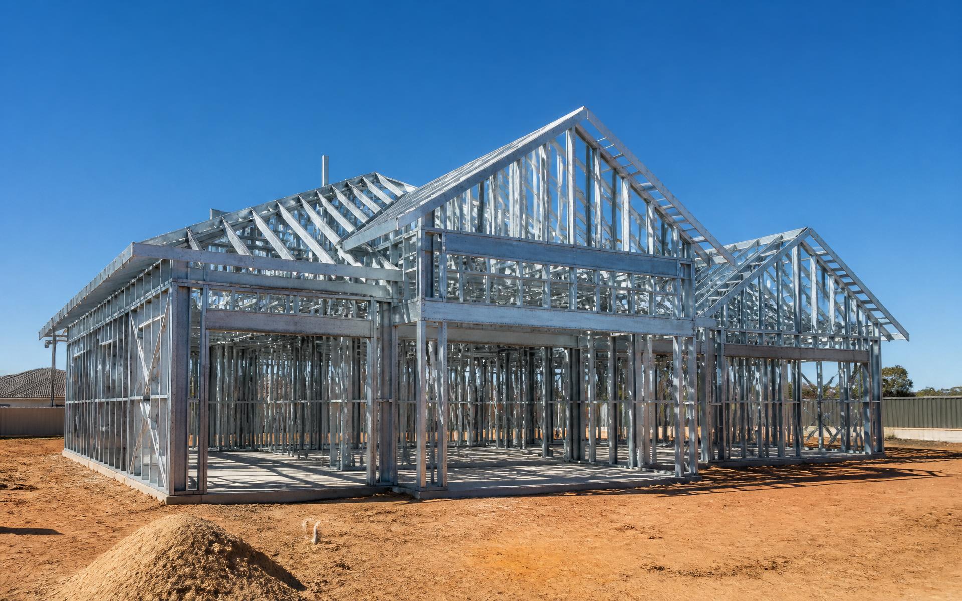 Light-gauge steel frame home under construction in Western Australia
